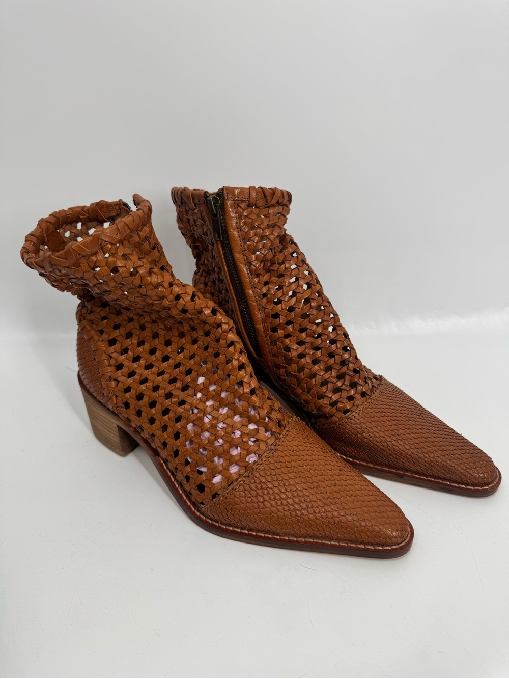 NEW Free People Woven Leather In The Loop Woven Boots Size 37 - Picture 4 of 15